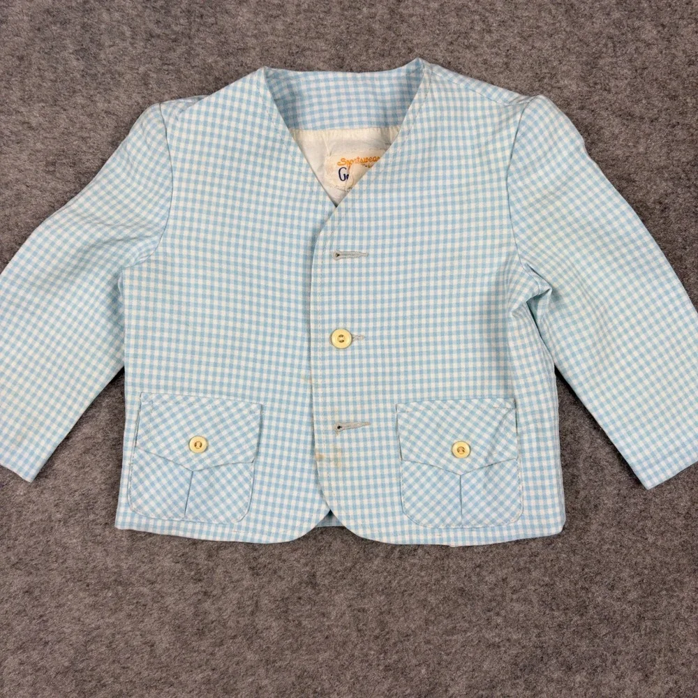 Good Lad Sportswear Blazer Boys Size 2T Blue Gingham Vintage Check Jacket‎